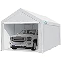 ADVANCE OUTDOOR 12x20 ft Heavy Duty Carport with Removable Sidewalls and Doors, Adjustable Height Car Canopy Garage Party Tent Boat Shelter with Reinforced Poles, White