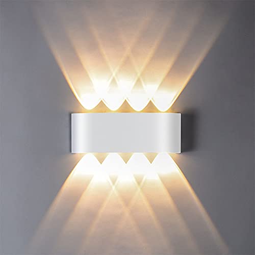 ZIKEY Lámpara de Pared LED 8W, Blanco Cálido 3000K, Luz de Pared Impermeable IP65, Lámpara de noche con foco LED de aluminio, Lámpara de pared para interiores y exteriores Cover