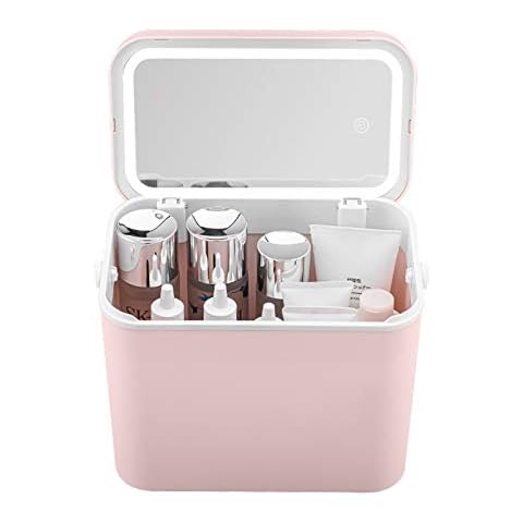 CAOO Makeup Box with Mirror and Light, Cosmetic Organiser Storage, Jewelry Storage Organiser Display Box Organizer Cover