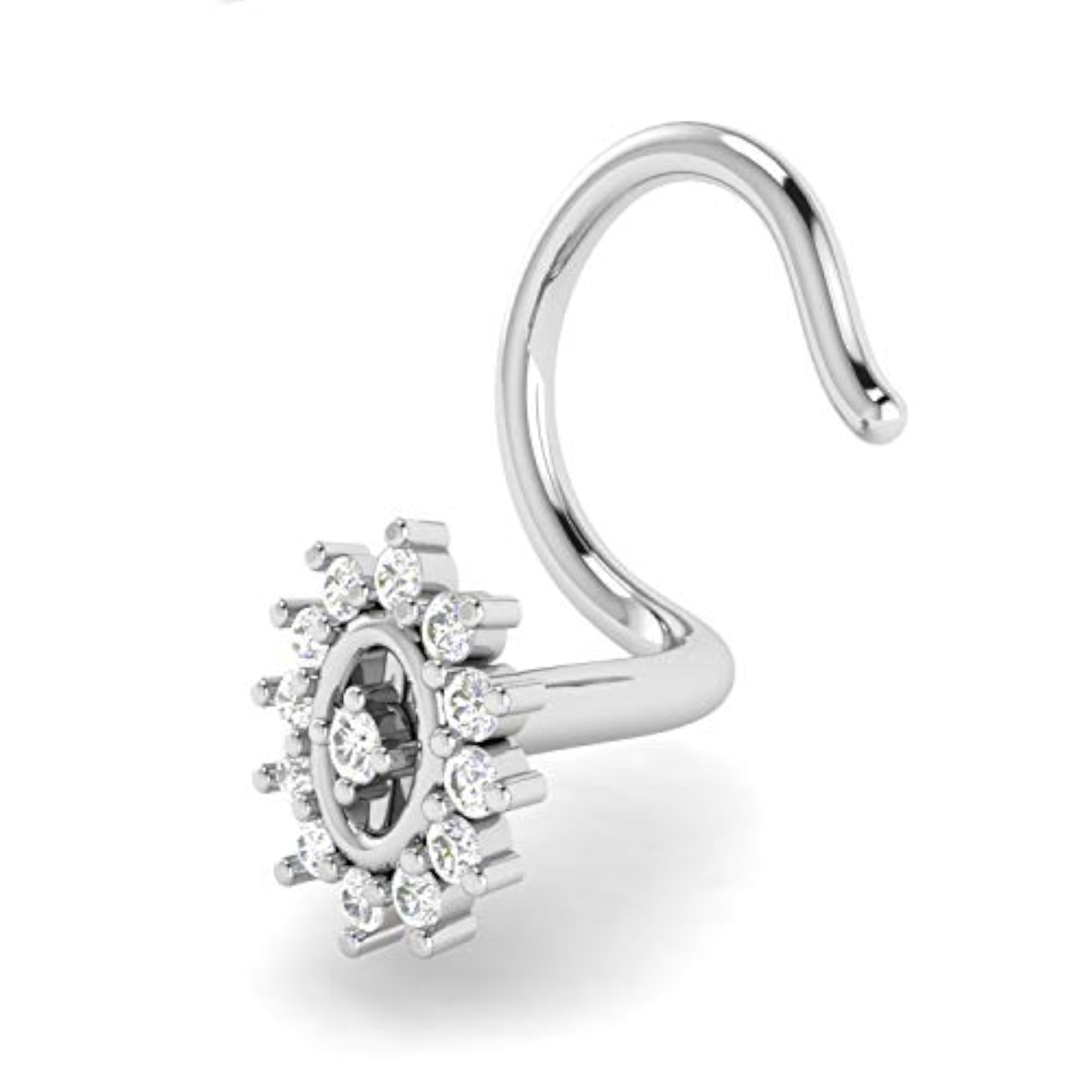 Women's 9K BIS Hallmarked White Gold Stud Nosering