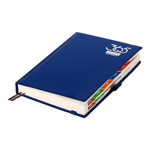 Agenda académica 2025 A5 día por página, agenda 2025 A5 página por día de enero a diciembre, agenda diaria de tapa dura para año completo con pestañas mensuales coloridas, soporte para bolígrafo,