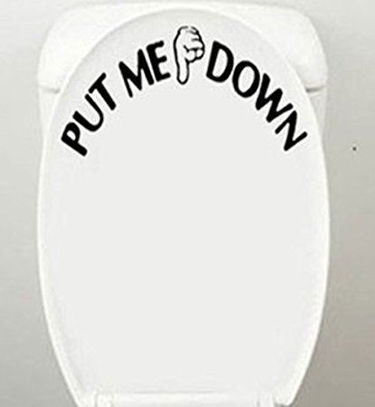 Funny PUT ME DOWN Gesture Hand Decal Bathroom Toilet Seat Sticker Sign