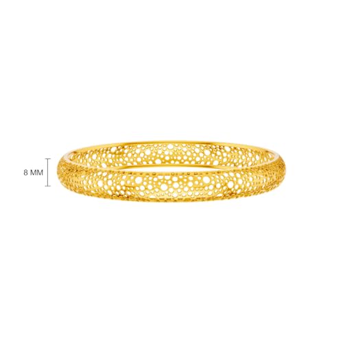 Image of KISNA 9KT Bubbelle Gold Bangle For Women | BIS Hallmarked Yellow Gold Bangle | Lightweight Daily Wear Gold Jewellery | Gift for Wife, Mother & Sister | S 2.5 Anna