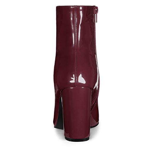 Allegra K Women's Chunky Heel Pointed Toe Zipper Ankle Boots4