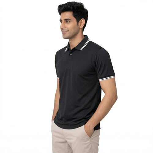 Image of Hangout Hub Men's Polo T Shirt | Solid | Plain Regular Fit Tees|Collar T-Shirts|Half Sleeves|Set of 1 & 2|HH.MP.MAR