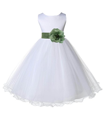ekidsbridal White Tulle Rattail Edge Flower Girl Dress Wedding Tulle 829S