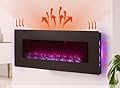 YODOLLA 50" Electric Fireplace Wall Mounted with Remote Control, 750/1500W Led Fireplace Heater with 10 Colors of Flame & Backlight, Log/Crystal Options