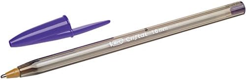 BIC Cristal Fun, Ballpoint Pens, Smudge-Proof Writing Pens and Wide Point (1.6 mm), Ideal for School, Purple Ink, Pack of 20 - View 4