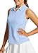 baleaf Women's Golf Shirts Tank Tops Sleeveless Tennis Polo Racerback with Collar Athletic Tanks Quick Dry Light Blue S