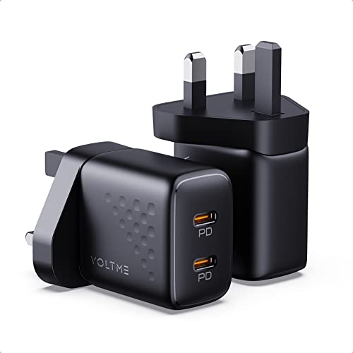 VOLTME USB C Plug 2-pack black, Type C Plug 20W, Multi USB Plug Fast Charger Plug PD 3.0 USB-C