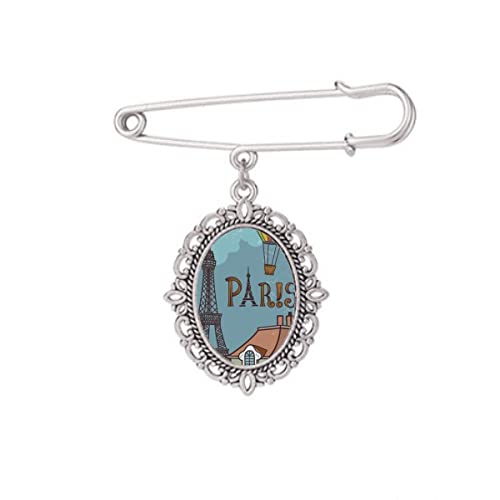 Broche Paris Montgolfière et Tour Eiffel France pour Robe et Chemise Taille M