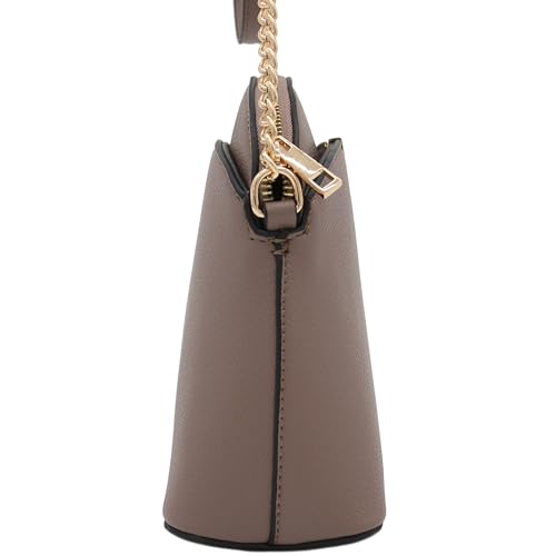 Image of FashionPuzzle Faux Leather Small Dome Crossbody Bag with Chain Strap