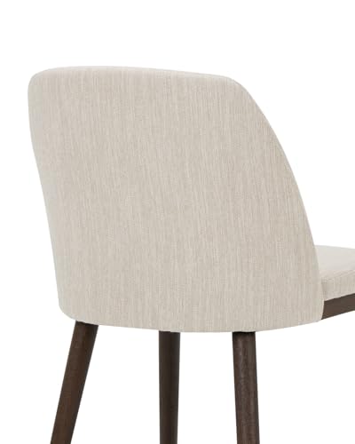 Image of Upholstered Dining Chairs Set of 2 - Modern Dining Room Chairs, Mid-Back Restaurant Kitchen Chairs with Wooden Legs, Beige