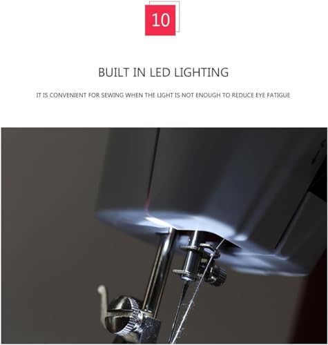 Draagbare naaimachine Mini huishoudelijke elektrische achtergrondverlichting Handmatige naaivoeten Multifunctioneel 12 Stitich-pedaal - Image 8