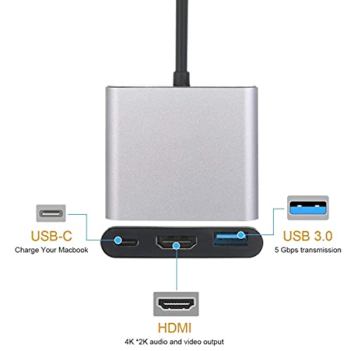 Image of Tobo USB C to HDMI Adapter, USB C to HDMI 4K Video Converter, USB 3.0 Port and PD Quick Charging Port, 3 in 1 USB 3.1 Type-C to HDMI-TD-221TC.
