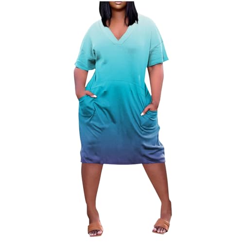 Robe à enfiler col en V pour vos journées d'été en terrasse avec poches et manches courtes