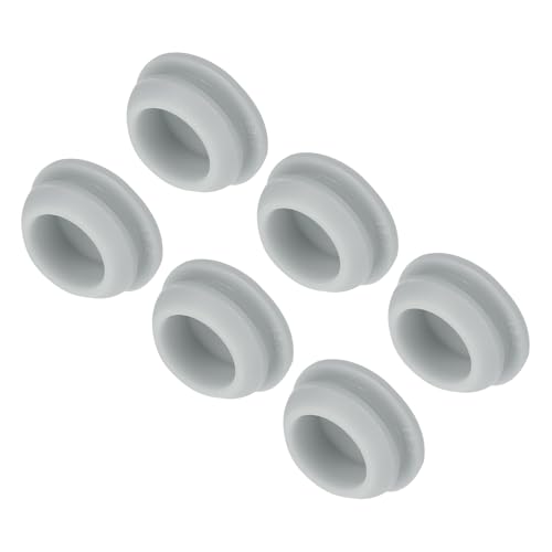 Image of MECCANIXITY 6pcs Silicone Snap in Locking Hole Plugs,13mm /0.5 Inch Mounting Diameter Narrow Groove Width 2mm Panel Seal Cover Round for Kitchen Bulkheads Waterproof Sealing Plugs Grey