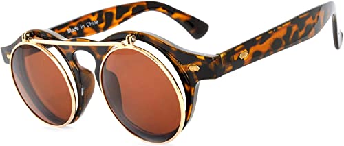 Image of OWL Steampunk Vintage Retro Round Circle Gothic Hippie Colored Plastic Frame Sunglasses Colored Lens