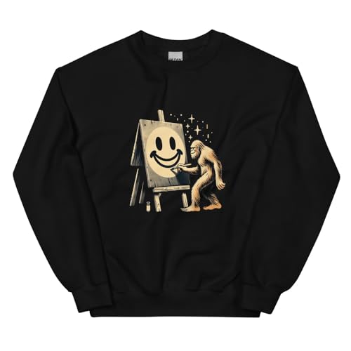 Pull Bigfoot noir avec smiley imprimé taille M idéal pour vos sorties urbaines décontractées