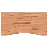 vidaXL Schreibtischplatte, Tischplatte mit 4 abgerundeten Ecken, Arbeitsplatte Platte für Schreibtisch Esstisch, Holzplatte Bürotischplatte, 100x(45-50) x4 cm Massivholz Buche