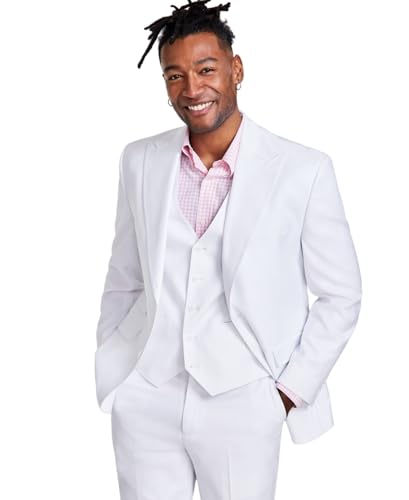 Mens Classic fit Suit Jacket Blazer 48 L White Solid