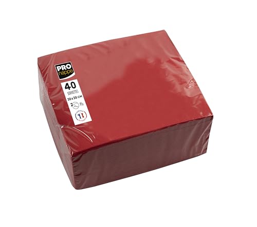 Servilletas rojas Mlance Attitude de 38x38 cm ideal para cenas y eventos, 40 uds