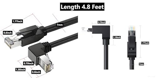Image of 2Pcs 3.1ft Cat6A Ethernet Cable 90 Degree Right Angle (Up & Down), 10Gbps High-Speed Shielded (FTP) RJ45 Cable, 26 AWG Waterproof Direct Burial Outdoor /Underground Cable