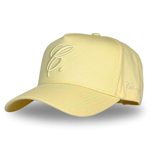 Vintage Fashion Trucker Hat | Men & Women | Embroidered Western Trendy Baseball Caps | Country Cute Retro Hats for Cowgirls & Cowboys | Camo Red Cotton | Snapback Hat (Signature C. | Butter Yellow)