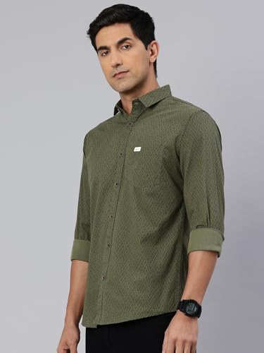Image of Majestic Man Custom Geometric Printed Pure Cotton Slim Fit Casual Shirt