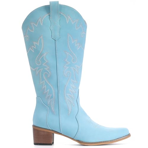 Image of IXU Cowboy Boots Women Pointy Toe Women's Mid Calf Western Cowgirl Boots
