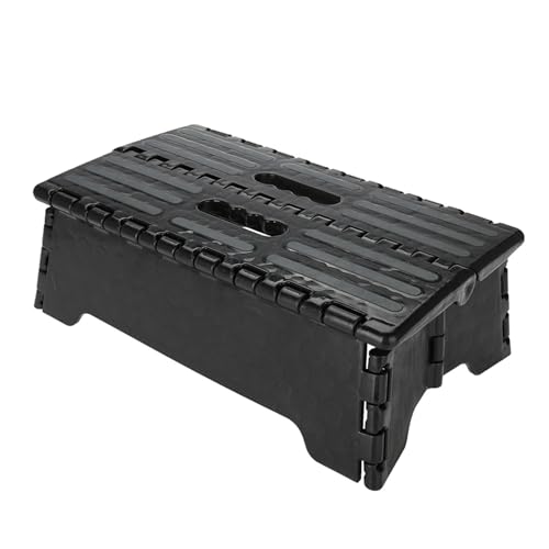 ポータブル折りたたみステップスツール、滑り止めグリップ付きブラックステップラダー、高齢者妊娠中のための300ポンド折りたたみ式スツール、バスルームTL使用、重量