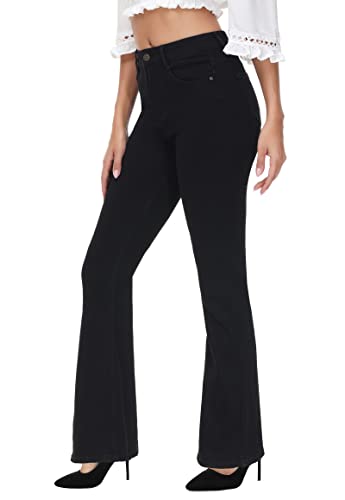 Flare Jeans for Women, Women's High Waist Stretch Bell Bottom Jeans Black Flare Bootcut Denim Jeans Pants4