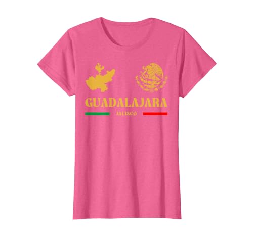 Guadalajara Jalisco with Mexican Emblem, Guadalajara T-Shirt, Women, Pink Heather, Large