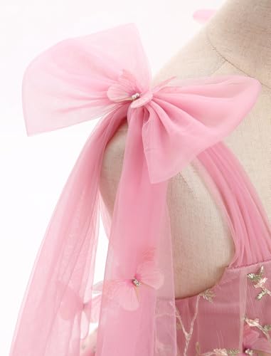 IMEKIS Toddler Girls Butterfly Floral Tulle Dress Formal Wedding Party Tutu Fairy Birthday Photo Shoot Outfit 1-6T4