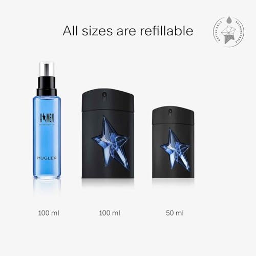 Mugler A * MEN Eau de Toilette, Refillable, Ambery Woody Men's Fragrance, 100ml