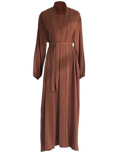 Image of Women's Muslim Dress Two Pieces Set Islamic Prayer Abaya Modest Solid Color Muslim Outfits