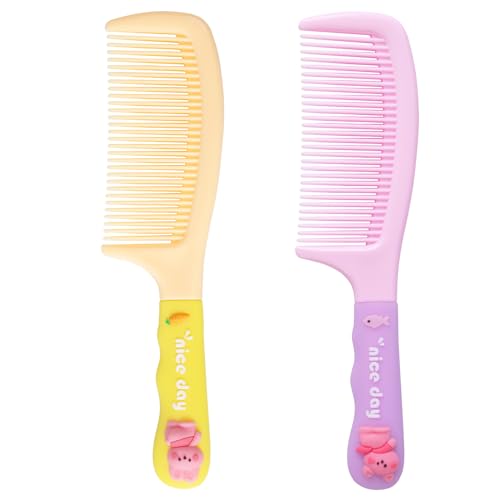 MEGAVOW 2 Piezas Peine Niña, Juego de Cepillo Pelo Antitirones con Mango de Silicona, Cepillo Desenredante para el Pelo Seco y Húmedo de Masaje, Lindo Cepillo de Viaje para Niñas, Mujeres