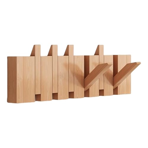 Liqzirtu Porte-manteau mural en bois style piano - crochets rabattables, cintres en bois pour vêtements et chapeaux | Patères murales naturel, porte-manteau...