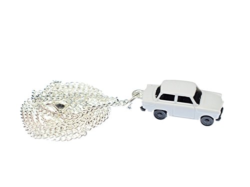 Collier Trabi 45 cm avec chaîne argentée, le cadeau idéal pour fan de voiture miniature Trabant