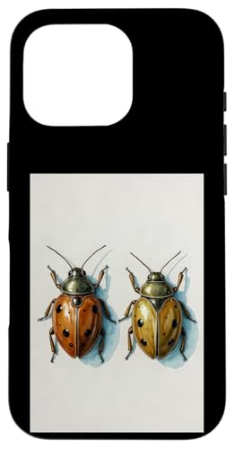 てんとう虫 カップル 水彩画 昆虫 アート 虫 自然 スマホケース iPhone 16 Pro 用