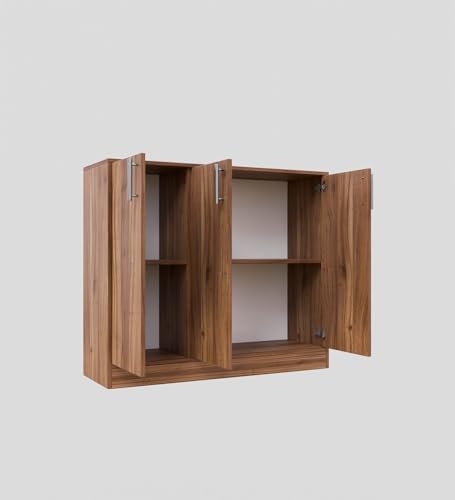 Image of Spyder Craft Buffet Cabinet with Storage - Shinx Storage Organizer with Doors and Shelves - Side Cupboard for Kitchen and Living Room Color - Wood Brown (Brown)