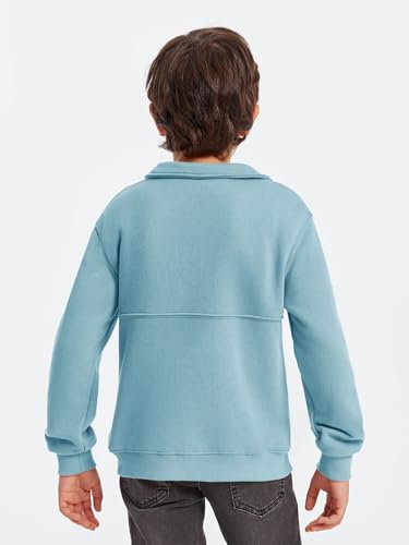 Boys Half Zip Pullover Sweatshirts Kids Fashion Fleece Lined Stand Collar Sweatshirt 5-14 Years4