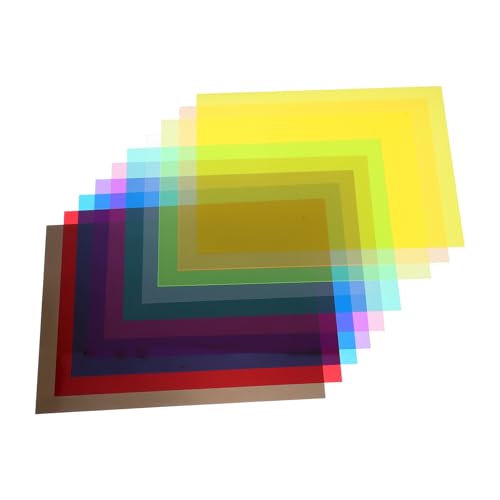 iplusmile Hojas de Celofán A4 Transparentes de Pvc, 10 Piezas Multicolor para Manualidades, Decoración, Tintado de Ventanas y Papel Decorativo para Muebles