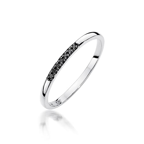 MARKO Bague en or blanc pour femme avec diamants noirs 0.035Ct, or 14 carats (585) | Bague en or avec boîte | Bague en or pour femmes, Métal métal Pierre...