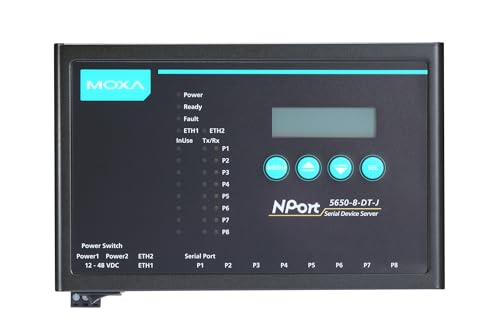 MOXA NPort 5650-8-DT-J 8-Port Serial Device Server, 10/100 Ethernet, RS-232/422/485. Connector, RJ-45 8pin Jack connectors, i15KV ESD, 12-48VDC, 110V Power Supply by Moxa - Image 2