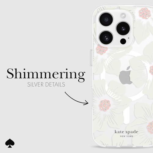 Image of kate spade new york iPhone 16 Pro Case - Hollyhock Cream Floral | Compatible with MagSafe - Lightweight Designer Case for iPhone 16 Pro w /Anti-Scratch Coating & Hollyhock Cream Floral Design