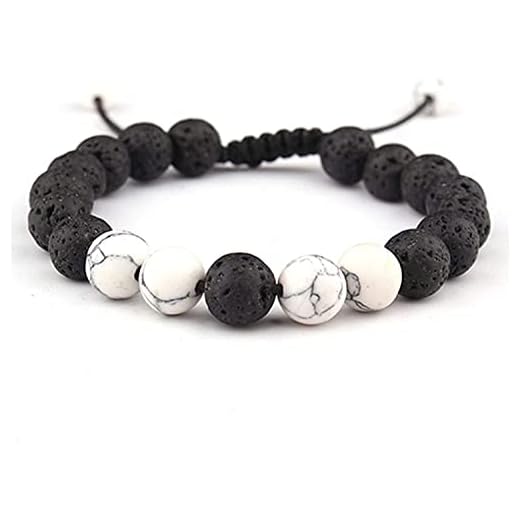 PULABOBracelet Pierres de Lave Yoga Beads Bracelet Ajustable pour Hommes Femmes Fashion Processed