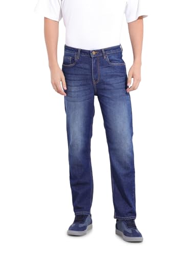 Image of The Indian Garage Co Men Slim Straight Fit Solid Mid-Rise Stretchable Jeans