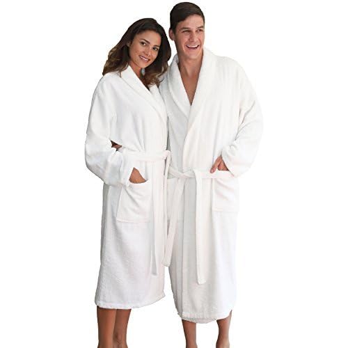 Linum Home Textiles 100% Turkish Cotton Unisex Terry Cloth Bathrobe, White, Large/XL