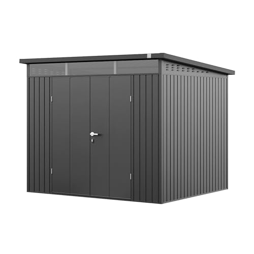 GFP Primeyard Gerätehaus Metall Gartenhaus 240x210x205 cm Geräteschuppen Pultdach anthrazit